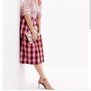 JCrew Pink Gingham Midi Skirt 🎀